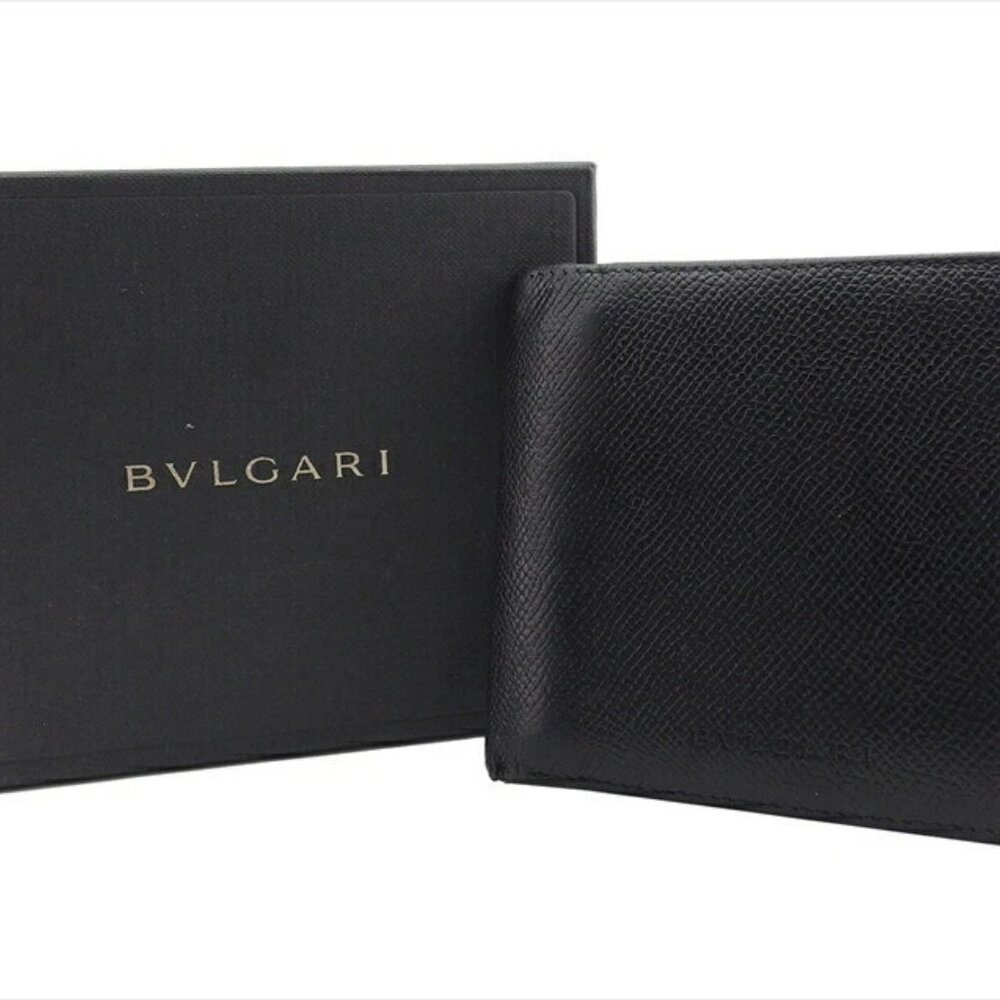 BVLGARI Bi -fold Wallet Classico Leather Authentic USED